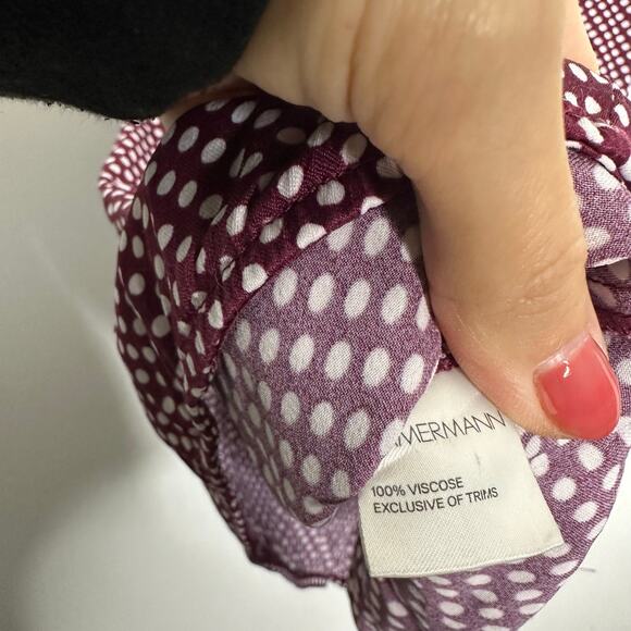 Zimmermann curacao Polka Dot Mini dress brown viscose slip women's 1 US 6 - Picture 9 of 10